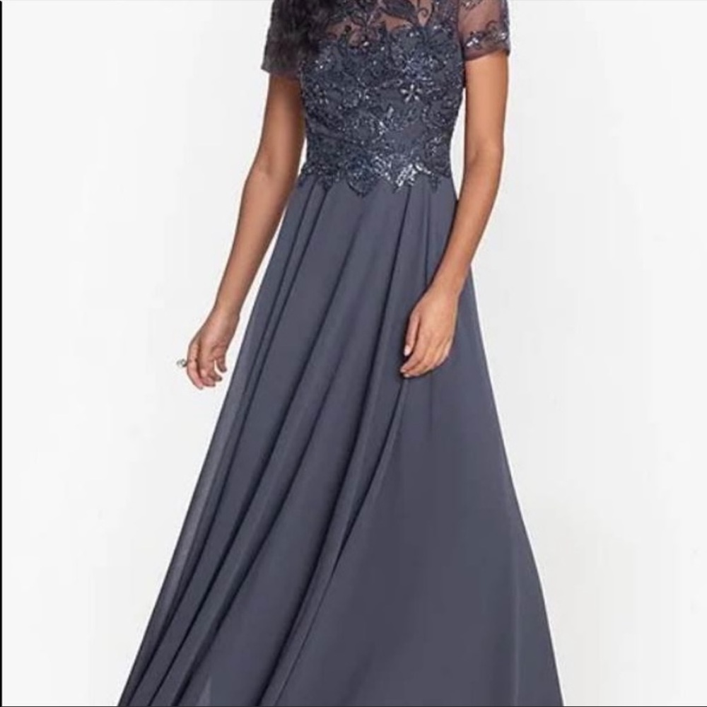 Xscape Dillards Charcoal Embellished Dress